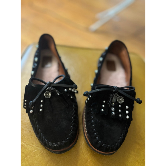 Coach Black Suede Moccasin Shoes Size 8.5 - Picture 1 of 8